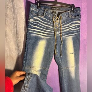 Street Code Y2K lace up, Distressed jeans